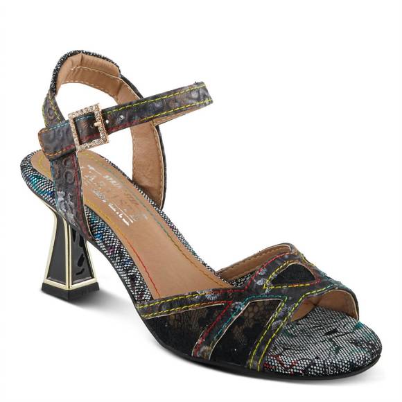 NEW L'ARTISTE women's chatel sandals in black multi - Picture 1 of 7